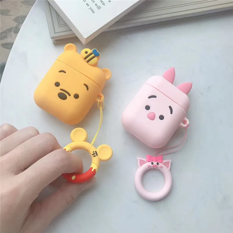 Для Apple AirPods 3D милый мультяшный поросенок Earpods чехол для Airpods 2 Winnie Bear беспроводные наушники гарнитура защитный чехол