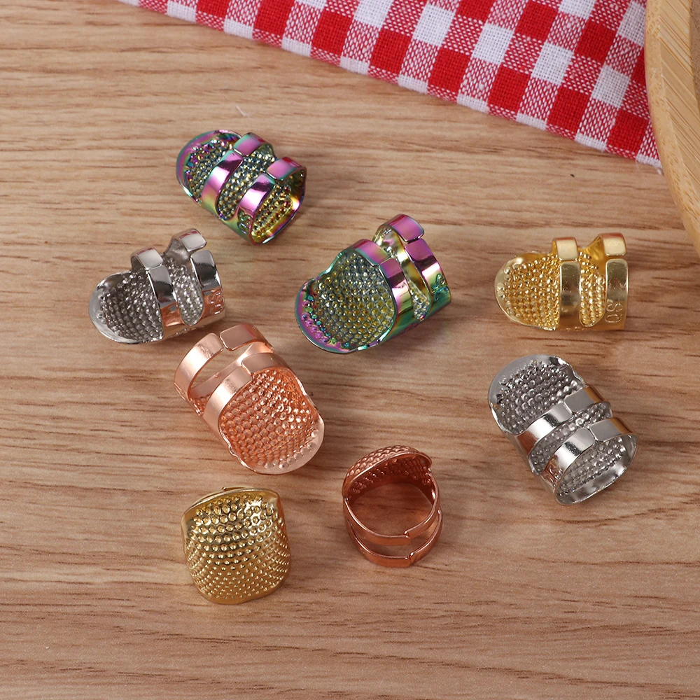 1pc Vintage Gold Needle Thimble Finger Protector Metal Antique Ring Handworking Stitching Tools DIY Crafts Sewing Accessories