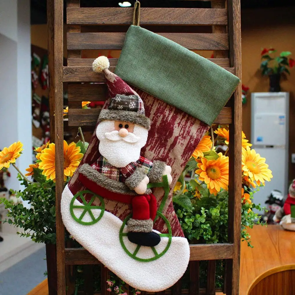 Christmas Socks Gift Bag Santa Candy Bags Stereo Doll Christmas Decoration Socks Gift Bag Stockings Xmas Fireplace Hanging - Цвет: SD-QYX1717-Santa