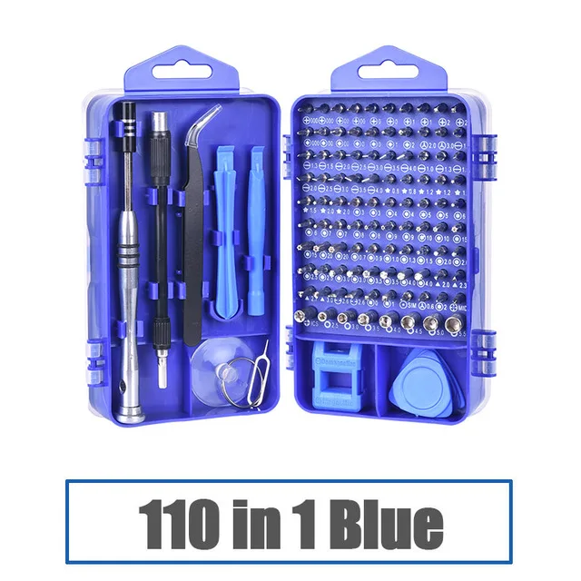 110-blue Набор отверток с прецизионным шестигранным отверткой, Набор бит с магнитными битами 115 в 1, многофункциональные инструменты для ремонта мобильных телефонов, ручные инструменты - Цвет: 110-blue