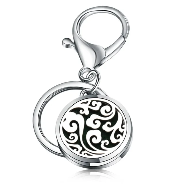 Fashion Round Little Love KeyChain Jewelry Stainless Steel Essential Oil Diffuser Perfume Aromatherapy Locket Key Chain Jewelry 1PCS