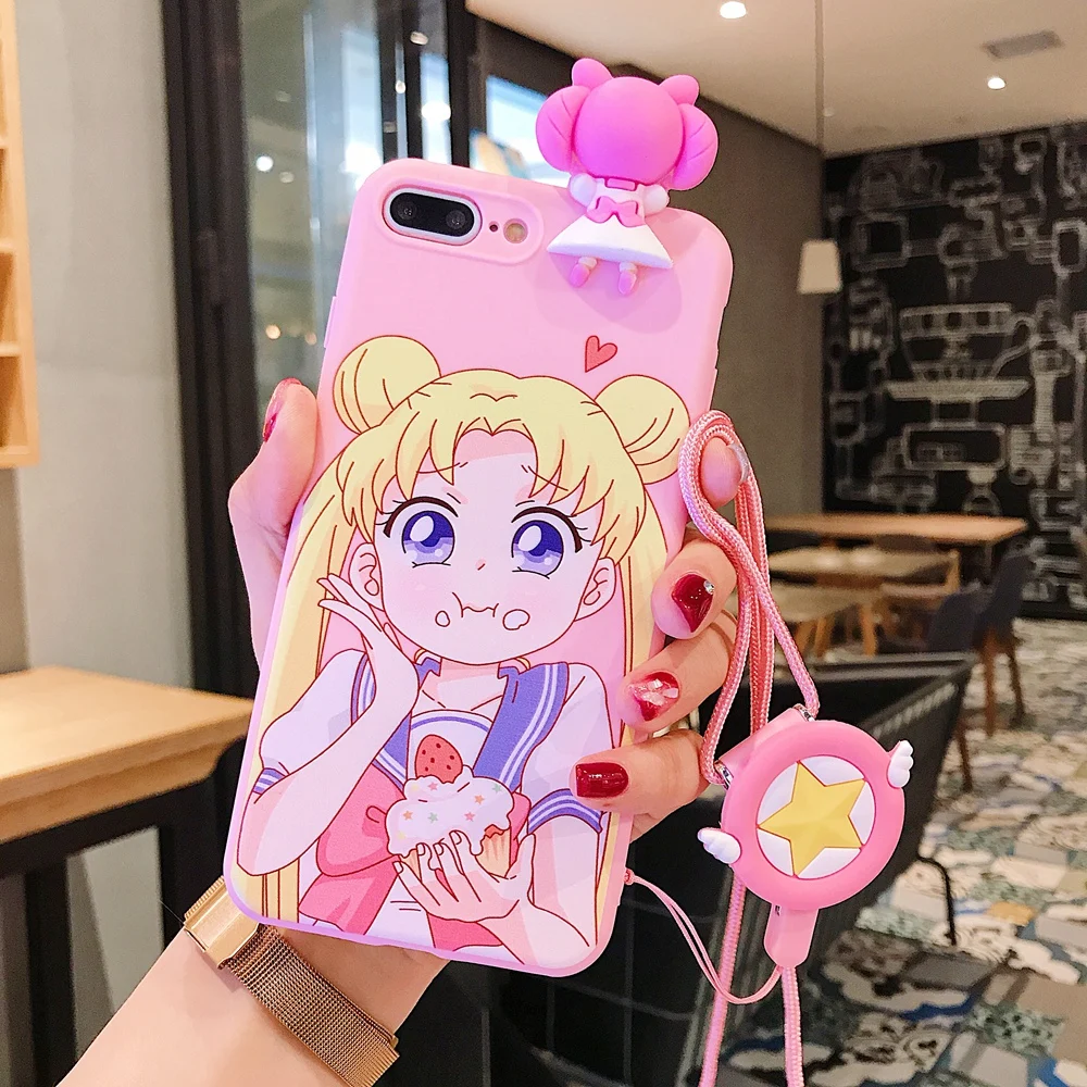 Милый мультяшный розовый чехол для телефона с Сейлор Мун iPhone 11 Pro X 8 7 6s Plus XS Max XR