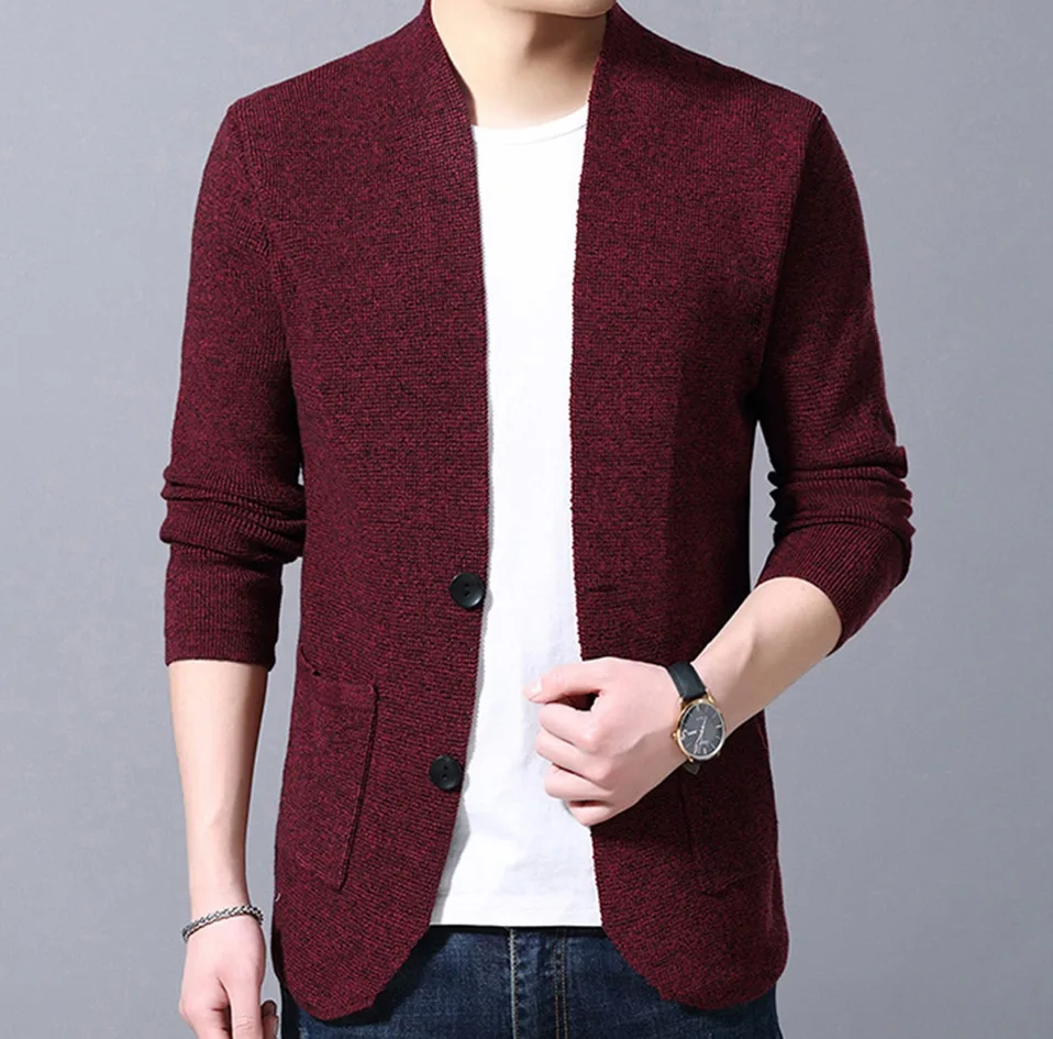 HCXY 2019 Men's Cardigan Sweater Blazer version Outwear Men Sweaters Man Coats Jackets Fashion 4 seasons Solid color Slim fit