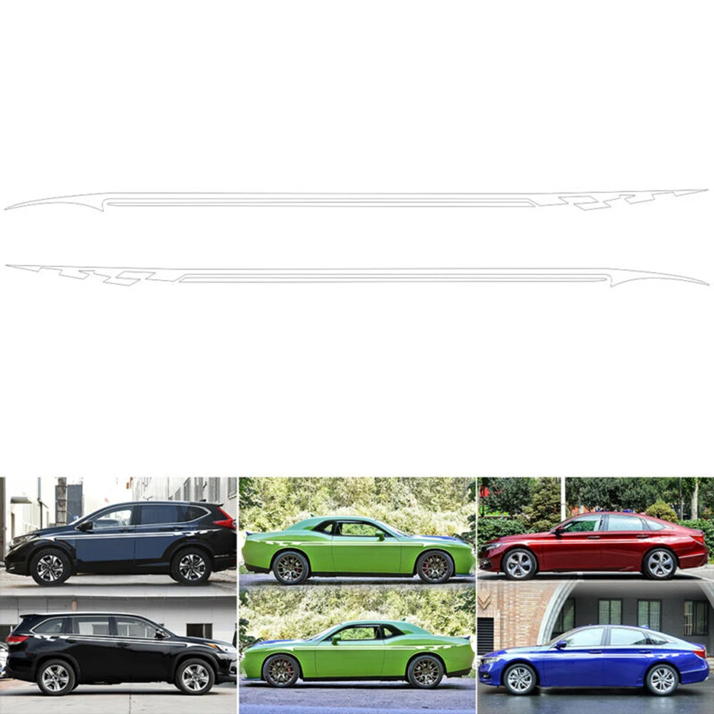 2pcs Auto Car Body Side Stripes Vinyl Graphics Stickers Decals Replacement Parts