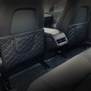 

2*Car Seat Back Protector Mat Anti-Kick Cover Mat For Tesla Model 3 Black Pad US