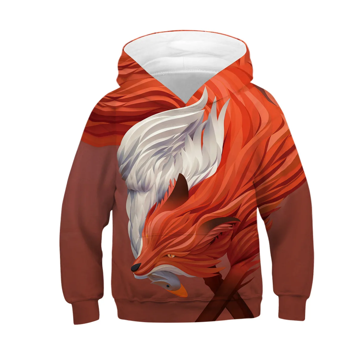 Kids Hoodies Teen Girls Boys Clothes Wolf Fox Lion King 3D Animal Digital Print Children Sweatshirt Long Sleeve Hooded Girl Tops - Цвет: XT269-Orange