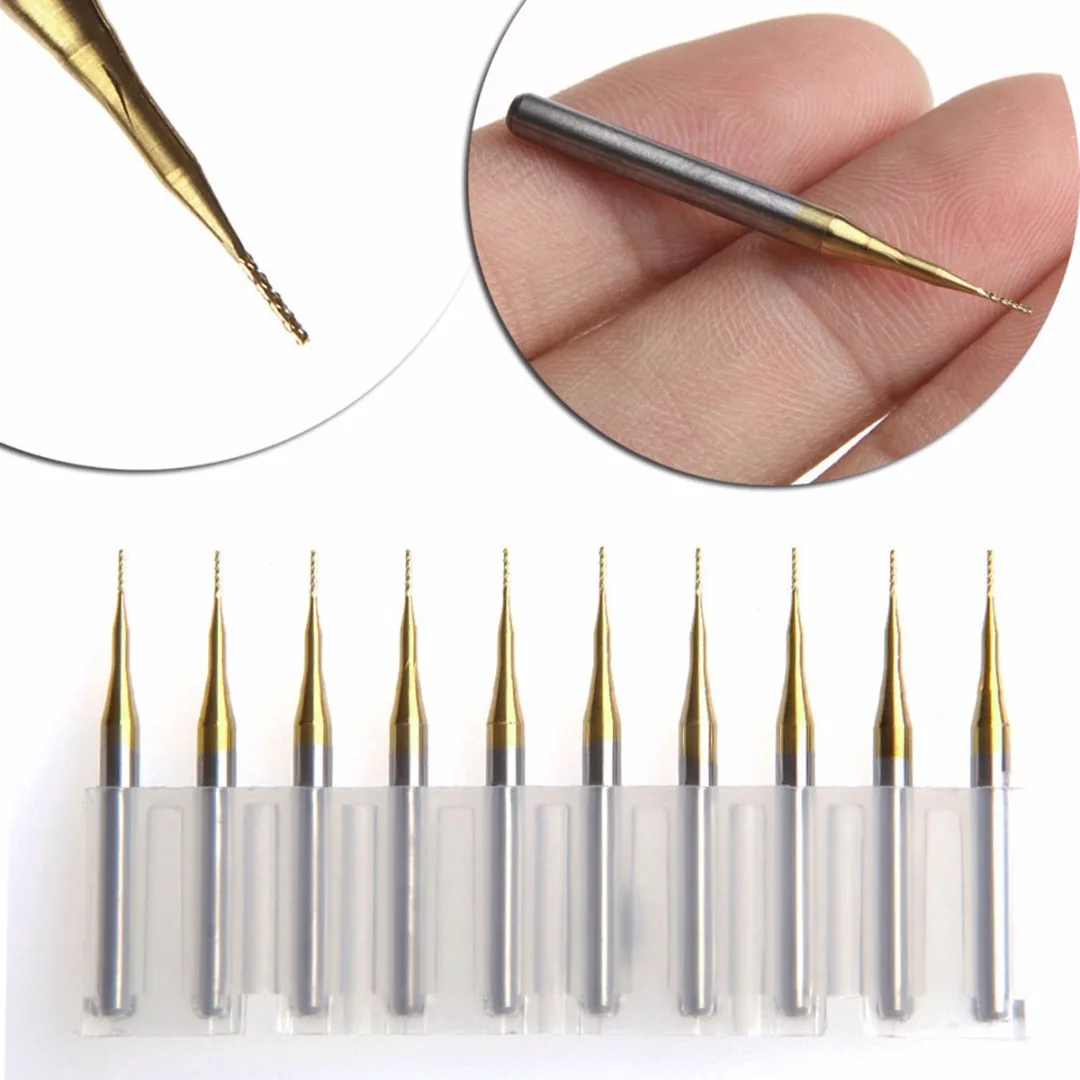 DWZ 10pcs New Titanium Coat Carbide 3.175x0.5mm End Mill Engraving Bits CNC Cutters