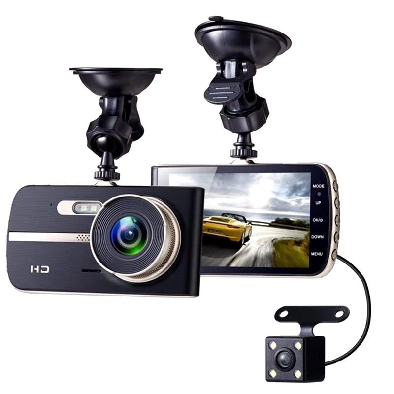 Odare Full HD 1080P 4,0 дюймов ips экран двойной объектив Автомобильный видеорегистратор камера Автомобильный видеорегистратор 170 градусов ночного видения