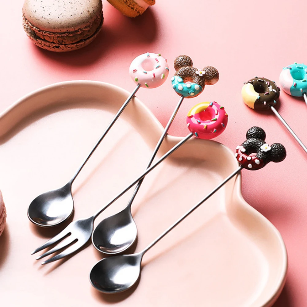 Cutlery Set Stainless Steel Cutlery Set Stainless Steel Doughnut Spoon Fork Cake Coffee Dessert Tea Ice Cream Stirring Spoon