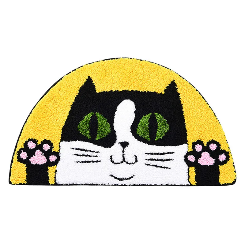 Мультфильм полукруглый lucky cat Впитывающий Коврик у входной двери гостиной мягкая флисовая коврик для кухни, ванной на нескользящей подошве абсорбирующий коврик