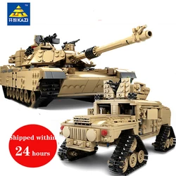 KAZI – blocs de construction de véhicules blindés M1A2, 1463 pièces, 2 en 1, modèle de réservoir ABRAMS, jouet pour enfants, cadeau d'anniversaire 