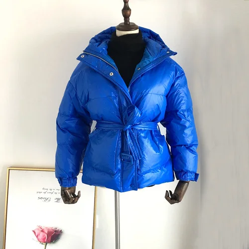 Blue Белая куртка на утином пуху женская зимняя куртка с капюшоном женская одежда пуховое пальто парки корейские пуховики F-8012 KJ3276 - Цвет: Blue