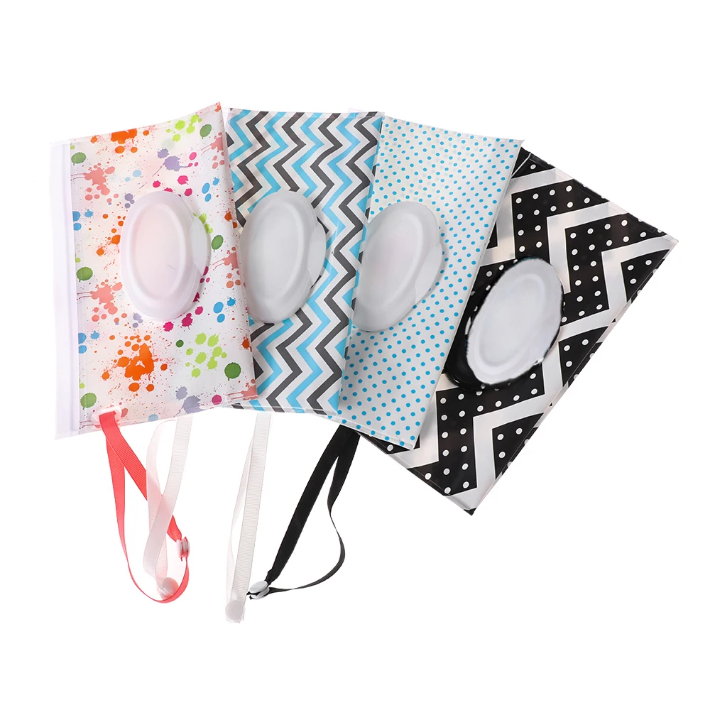 

New Fashion Easy-carry Wet Wipes Bag Napkin Storage Box Snap Strap Clamshell Cosmetic Pouch Baby Wipes Case Cleaning Supplies