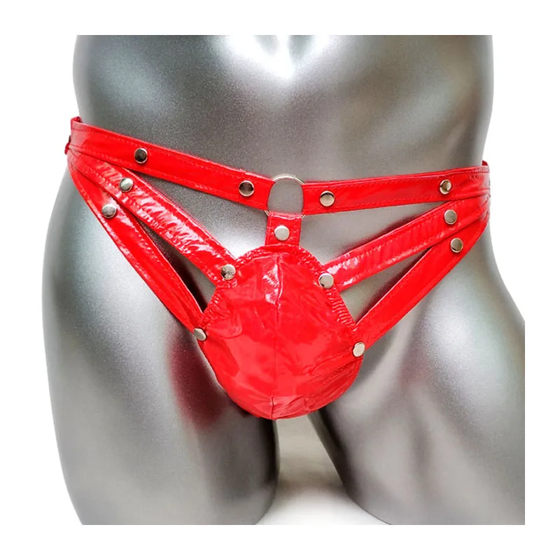 Gay Men Panties Sexy Lingerie Faux Leather Crotch Erotic Male G-string Underpant Seductive Thong Jockstrap Penis Pouch Underwear