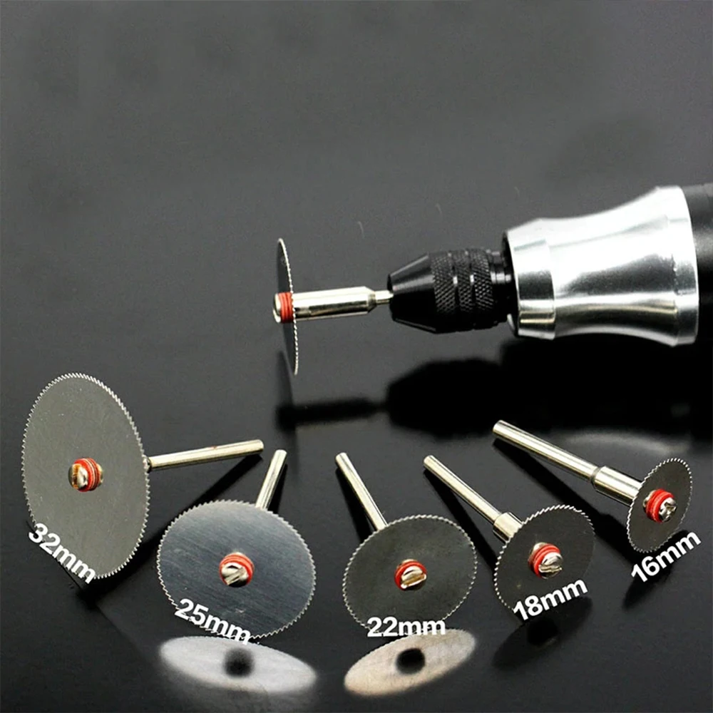 

5Pcs/set Stainless Steel Slice Metal Cutting Disc with 2 Mandrel for Dremel Tools 16 18 22 25 32mm Cutting Disc