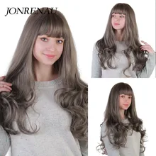 JONRENAU длинные натуральные волнистые волосы Синтетические льняные серые парики для черных/белых женщин Косплей праздничная одежда милый парик