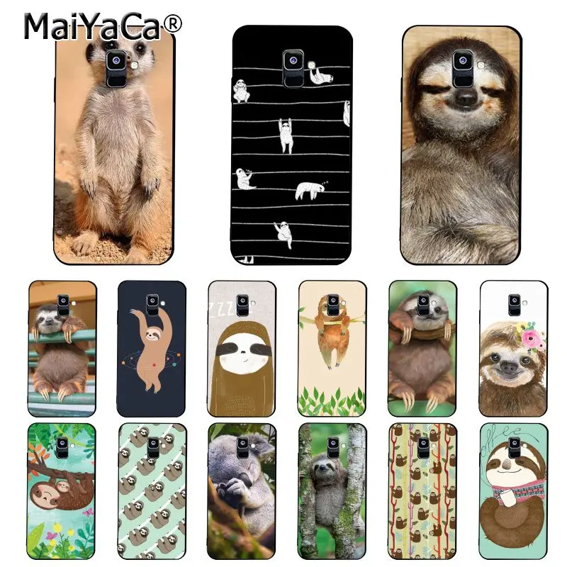 

MaiYaCa Cute lovely Sloth Stripe Phone Case For Samsung Galaxy A7 A8 A6 Plus A9 2018 A50 A70 A20 A30 A40