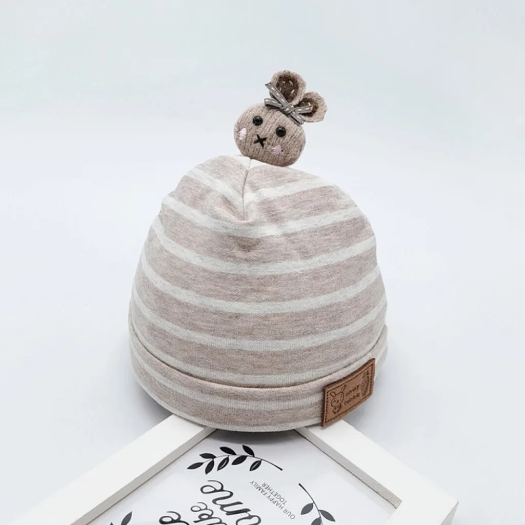 Baby hat autumn and winter thick warm striped cartoon bunny hat Thicker Warm Childs Kids Soft Newborn baby Boys Girls Toddler