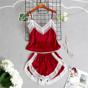 

Women's Clothing Pyjama Set Silk Sexy Lace Ladies Pyjamas Women Clothing Sleepwear Nightwear V-neck Lingerie gown nighty + robe