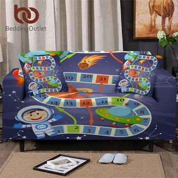 

BeddingOutlet Cartoon Slipcover For Corner Sofa Space Planet Sofa Cover With Pillowcase Maze Puzzle Chair Protector cubre sofa