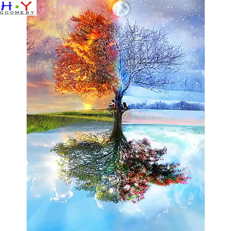 Пейзаж Four Seasons дерево 5D DIY алмазная живопись Набор для вышивания крестиком