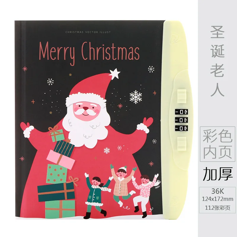 

Cute Notebook Diary Lock Christmas Cartoon Clear Weekly Planner Organizer Password Personal Travel Journal Note Books Stationery