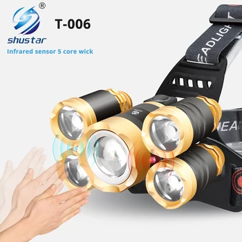 MEGA DISCOUNT ❤️ 5 Core LED Headlamp With IR Sensor Waterproof Fishing Headlight Zoomable Camping Light Powered by 18650 battery - discount item 40% OFF Lights & Lighting