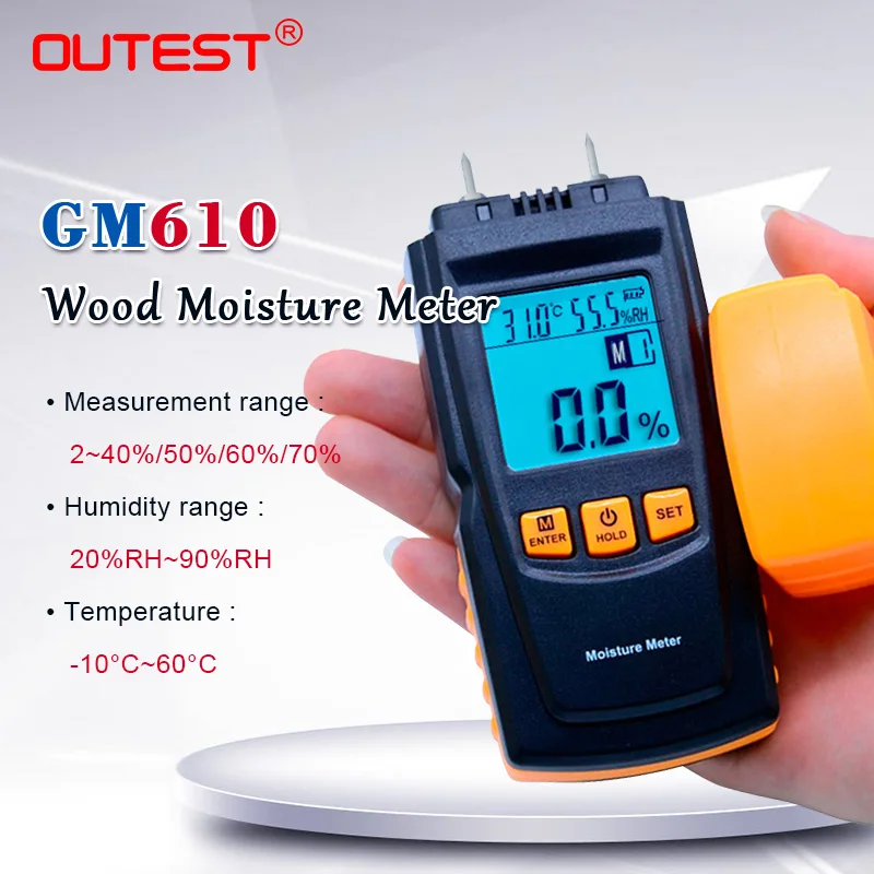 Gm610 Digital Lcd Display Wood Moisture Meter Gauge Humidity Tester