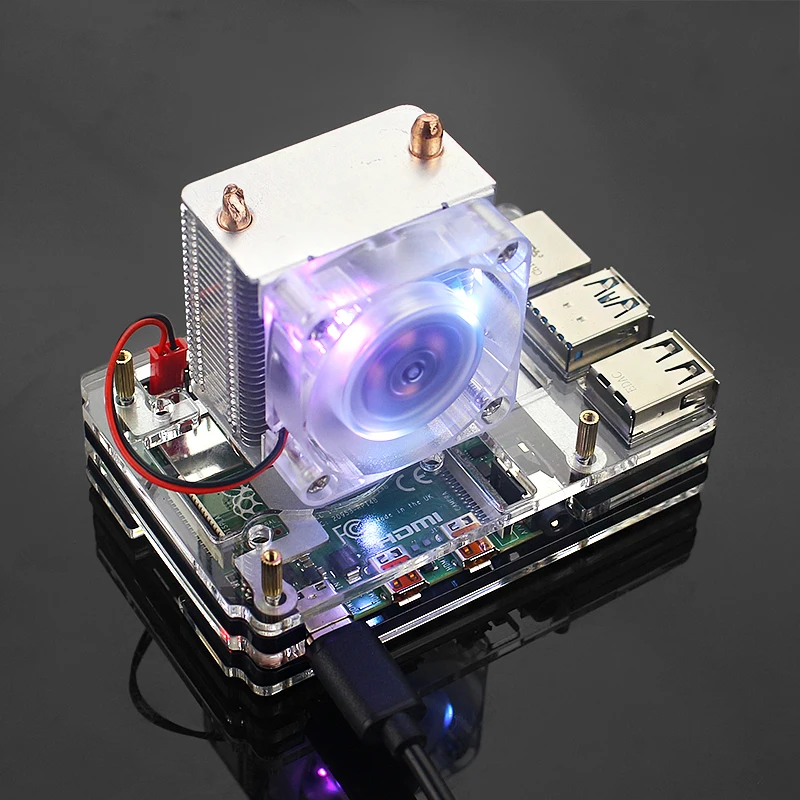 Raspberry Pi 4 ICE-Tower охлаждающий вентилятор RGB 7 цветов светодиодный светильник вентилятор Супер тепловыделение с силиконовым радиатором для RPI 4B/3B+/3B