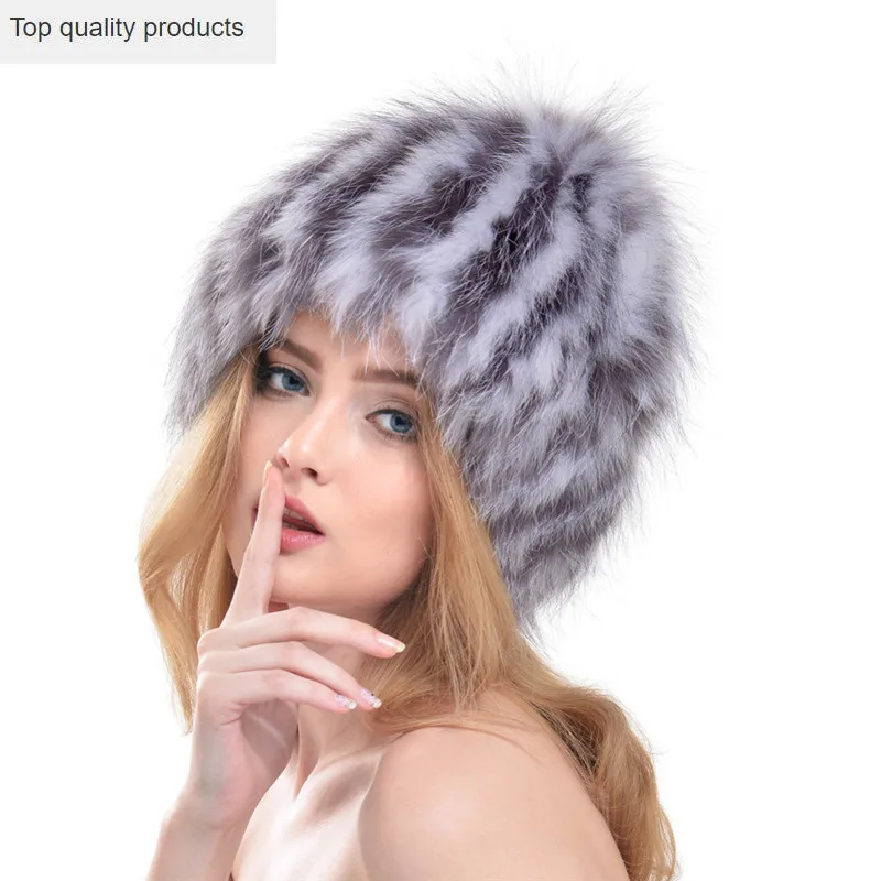 

New Women Fox Fur Hat Ladies Fur Hats Autumn and Winter Headwear Ear Cap Russian Style Caps Moshino LH307