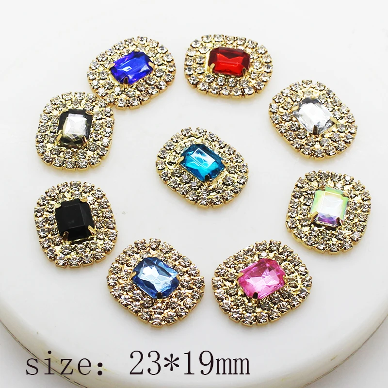 

10PCS/LOT Gold Rhinestone Button For Craft Sewing Diy Handmade Clothing Decorative Rhinestone Embellishment Home Decoration