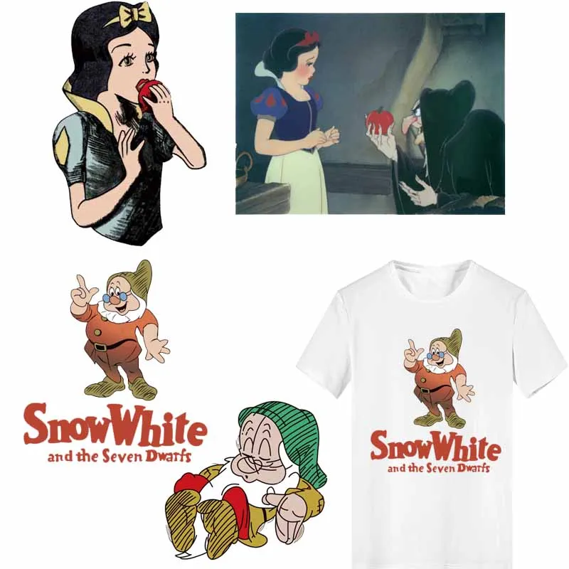 

Snow White and The Seven Dwarfs Iron on Princess Patches for Clothes DIY Kids Clothing DIY Shirt Thermal Transfer Vinyl Stickers