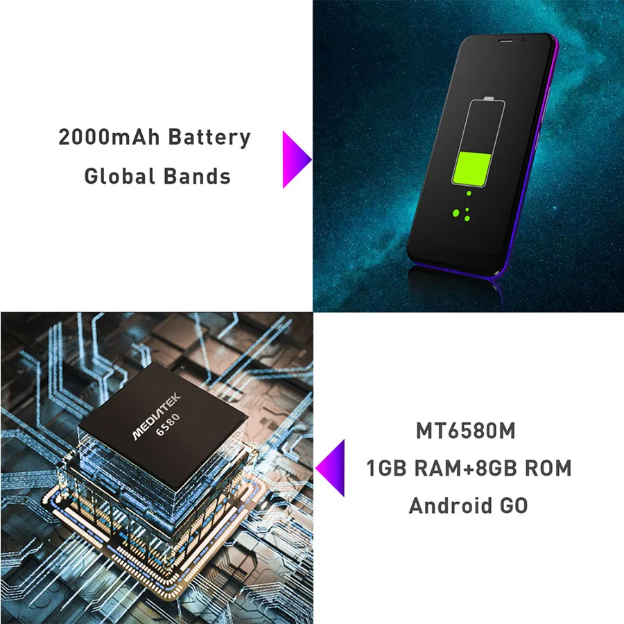 LEAGOO Z10 Android мобильный телефон 5," 18:9 полный экран 1 Гб ОЗУ 8 Гб ПЗУ MT6580 четырехъядерный 2000 мАч 5 Мп камера Две sim-карты 3G Sma