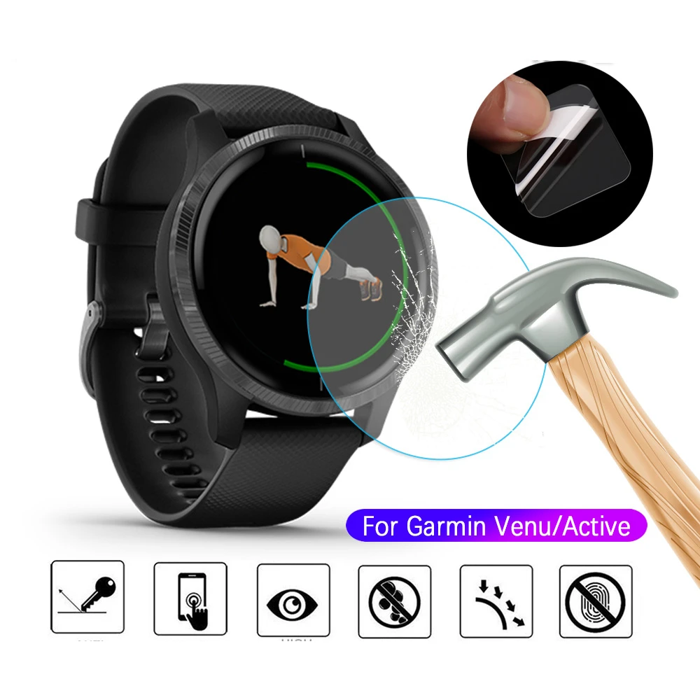 3Pcs Clear Soft Clear Protective Film Guard Protection For Garmin Venu/Active Smart Watch Smartwatch Full Screen Protector Cover