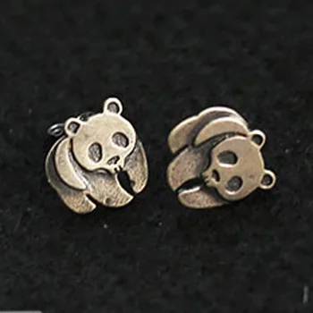 

Antique Silver color Cute Skull Giant Panda Earrings Vintage Men and Women Lovers Punk Earrings Jewelry One PAIR