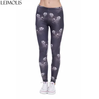 

LEIMOLIS 3D print Lovely black kitten Cat fitness push up workout leggings women Harajuku High Waist punk rock sexy leggins