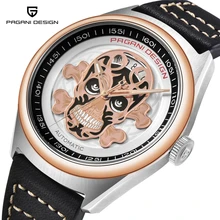 PAGANI Дизайн мужские часы классические 3D череп панк стиль механические часы водонепроницаемые кожаные брендовые Роскошные автоматические часы