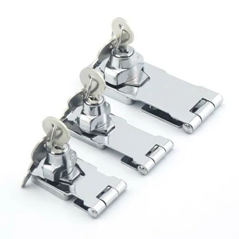 

1PC 50/75/100mm Stainless Steel Plating Self Locking Security Hasp Staple with Keys Lock Hardware Accesorries