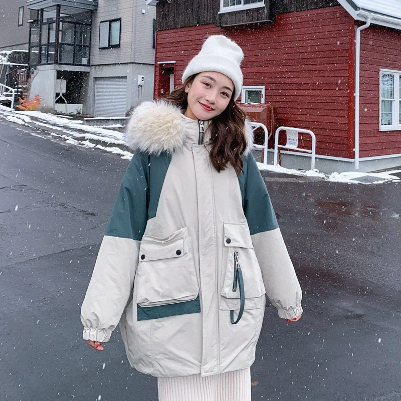 

Photo Shoot Mid-length Joint Cotton-padded Jacket Korean-style Loose-Fit Versatile Harajuku 2019 Winter New Style Workwear down