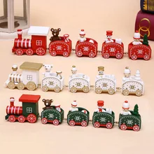 Деревянный Рождественский поезд, игрушки Санта-Клаус, снеговик, медведь, детский подарок на год, маленький поезд, Рождественское украшение для дома, Natale