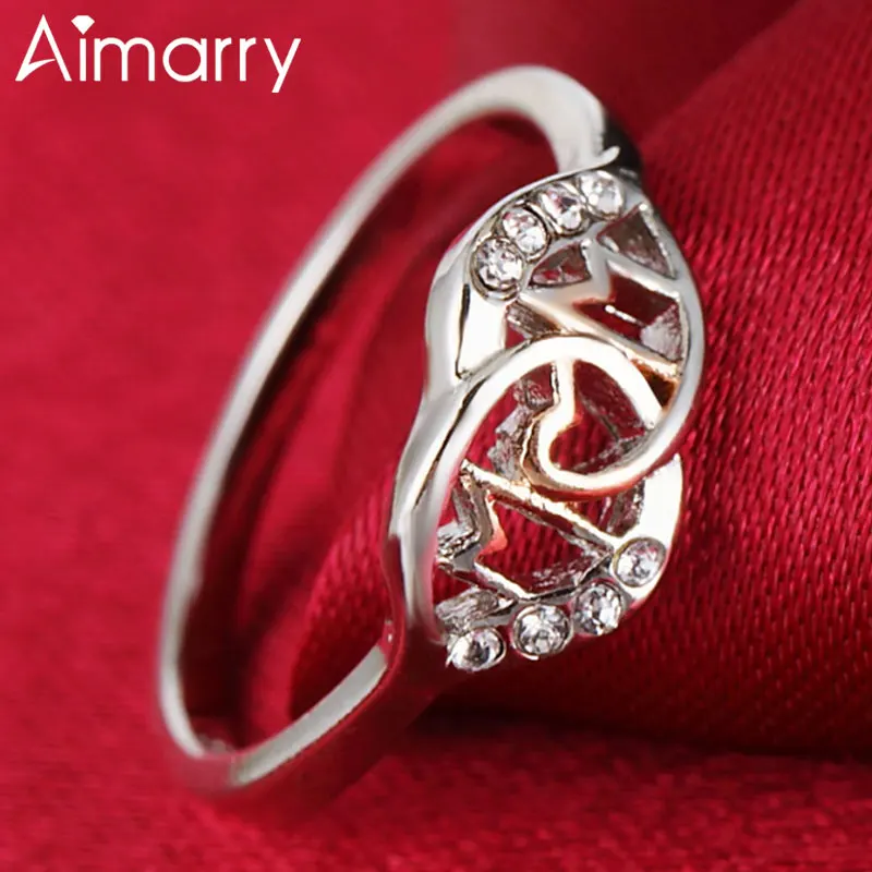 Aimarry 925 стерлингового серебра 18K золота ААА Циркон Love Mom (Я люблю маму) кольцо для