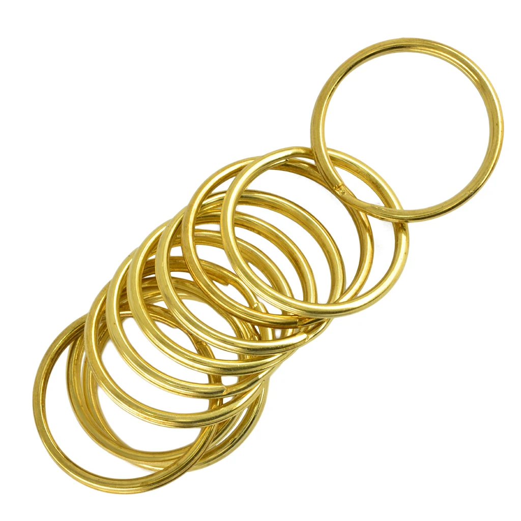 10pcs 25/35 mm Brass Split Key Rings Chain Charms Jewelry Clasp Loop Findings DIY Crafts - Antique Gold