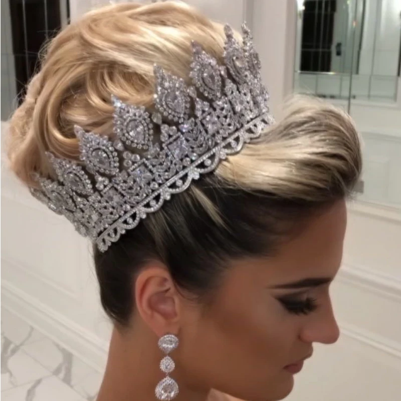 ASNORA luxury bridal hair accessories ladies wedding tiaras and crowns stage awards Round queen crown retro men's crown A00901