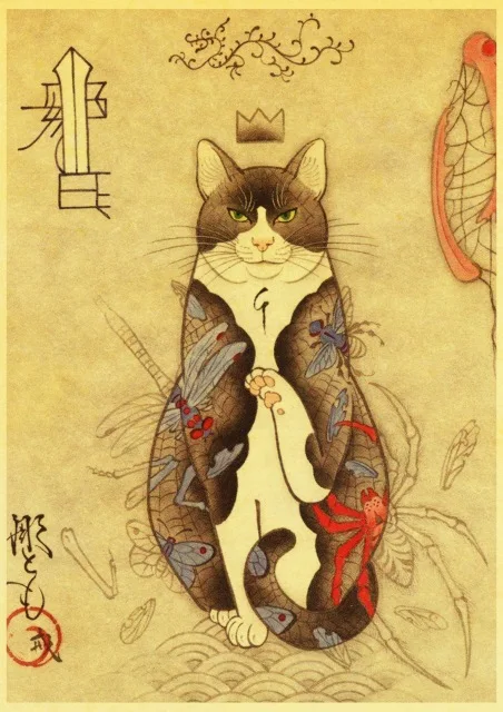 Vintage-Japanese-samurai-cat-tattoo-cat-retro-posters-kraft-wall-paper-High-Quality-Painting-For-Home.jpg_640x640 (7)