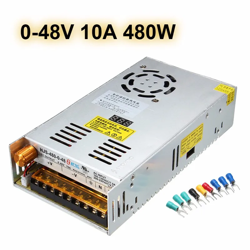 48V 10A 480W Smuxi AC 110 220 В к DC 0-48 в Регулируемый переключатель питания адаптер драйвера для светодиодной ленты Выключатель света блок питания - Цвет: 48V 10A 480W