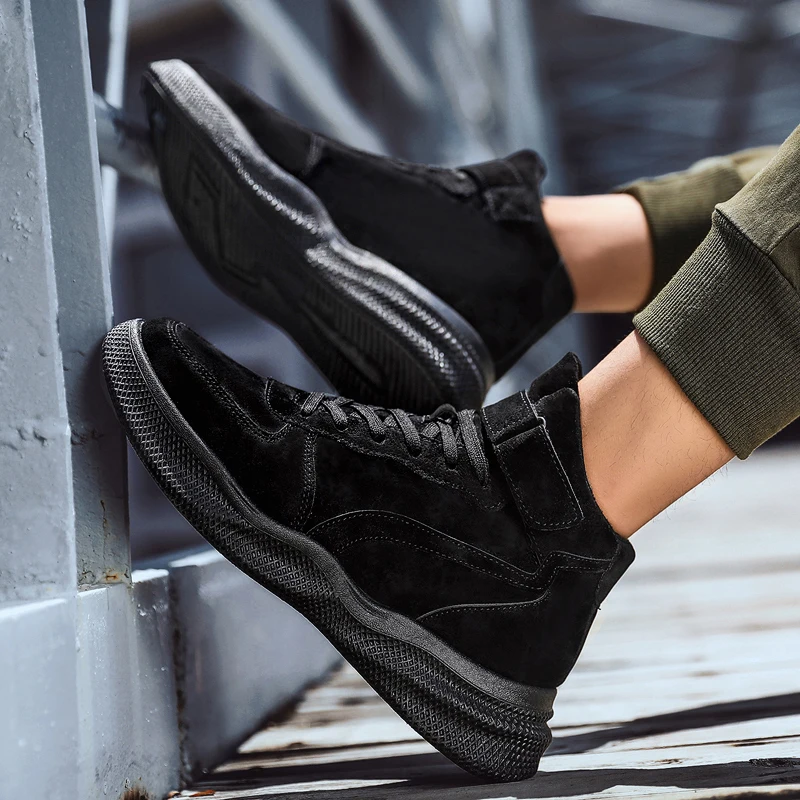 Осень новая дышащая британский стиль с высоким берцем Мужская обувь дикие Повседневное обувь для скейтборда, кроссовки мужской инструменты для военных сапог