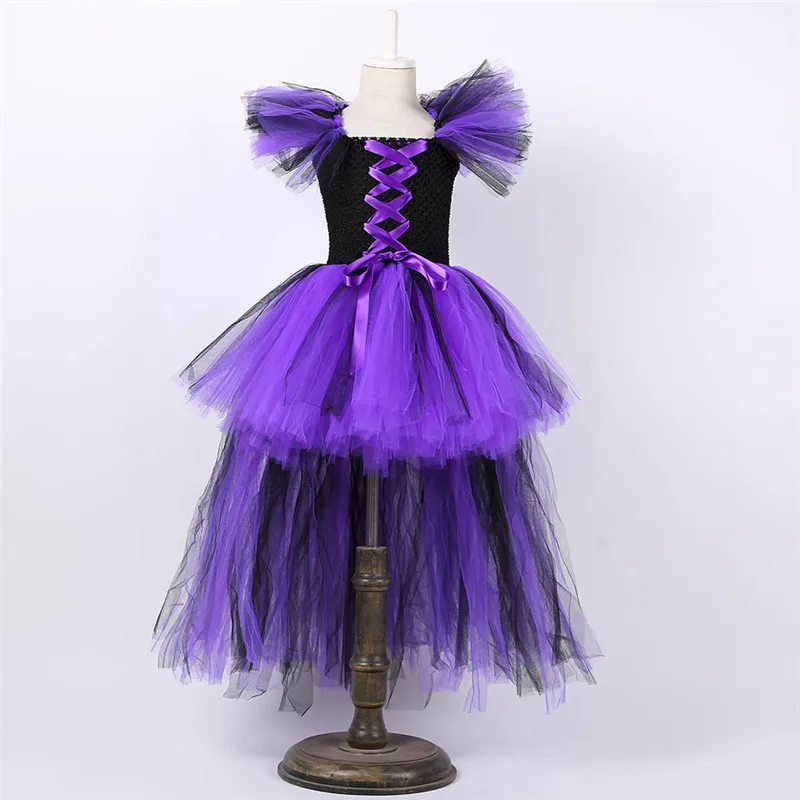 Maleficent of evil queen/платье-пачка для девочек с рожками, красные, фиолетовые платья ведьмы на Хэллоуин, костюм для костюмированной вечеринки для девочек
