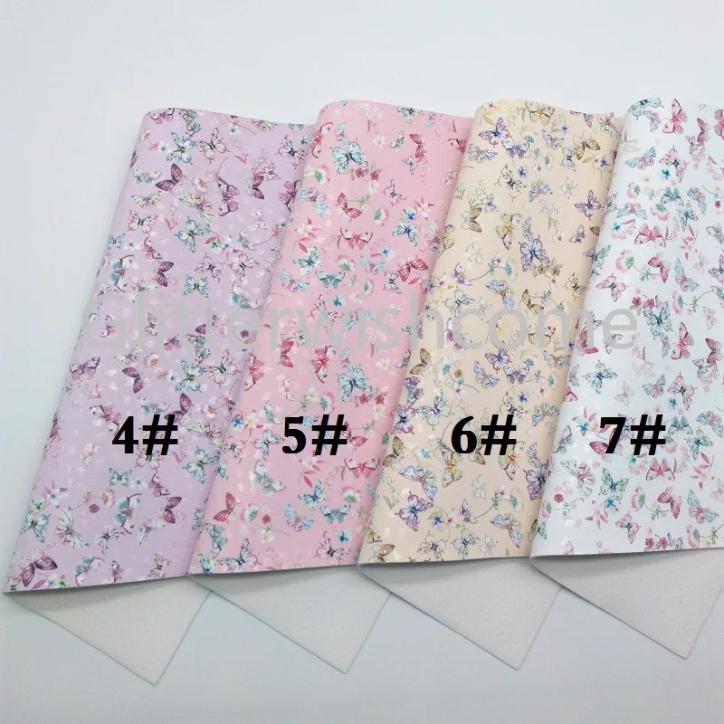 Glitterwishcome 30X134CM Mini Roll Vinyl For Bows Printed Butterfly Leather Fabirc Faux Leather for Bows, GM375