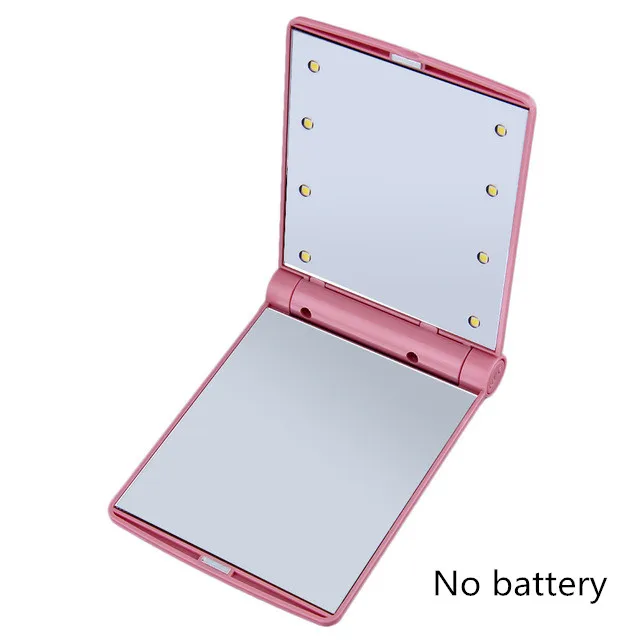 1 шт. мини 8 светодиодный косметическое складное компактное карманное зеркало для макияжа для девушек 8 светодиодный осветительный прибор для treval вечерние лампы оптом - Цвет: NO battery
