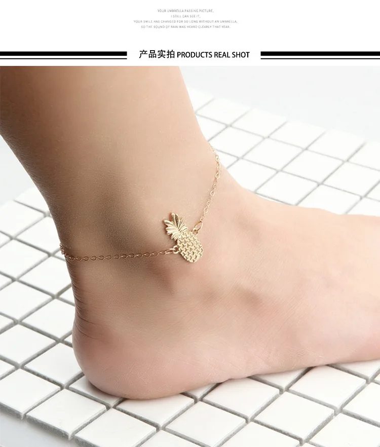 Europe And America Accessories Cute Hollow out Stereo Pineapple Anklet Bracelets Dual Purpose Hand Jewelry Fruit Anklet Hanging